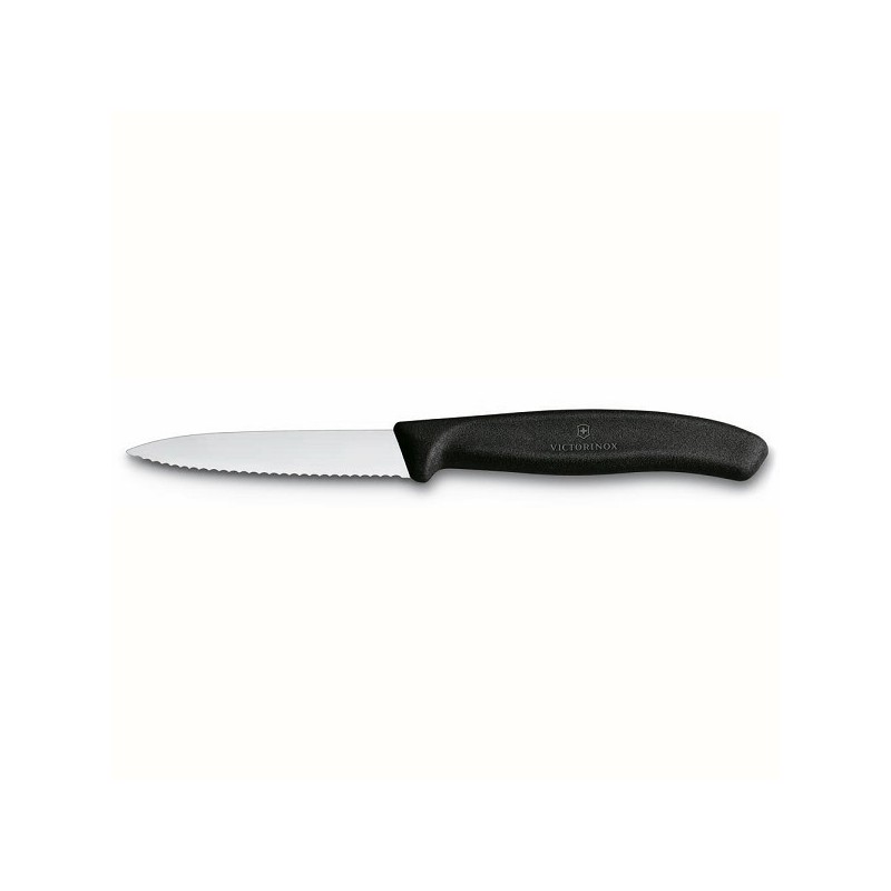 Couteau d'office Victorinox Swissclassic lame dentelée de 8 cm avec manche noir