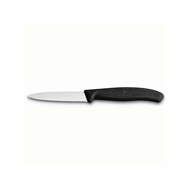 Victorinox Swissclassic schilmes 8cm gekarteld lemmet zwart handvat