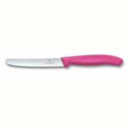 Couteau à Tomate Victorinox / Couteau de table dentelé rose avec lame de 11cm