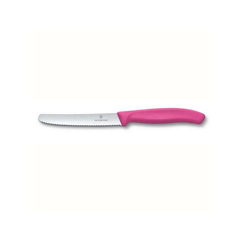 Couteau à Tomate Victorinox / Couteau de table dentelé rose avec lame de 11cm
