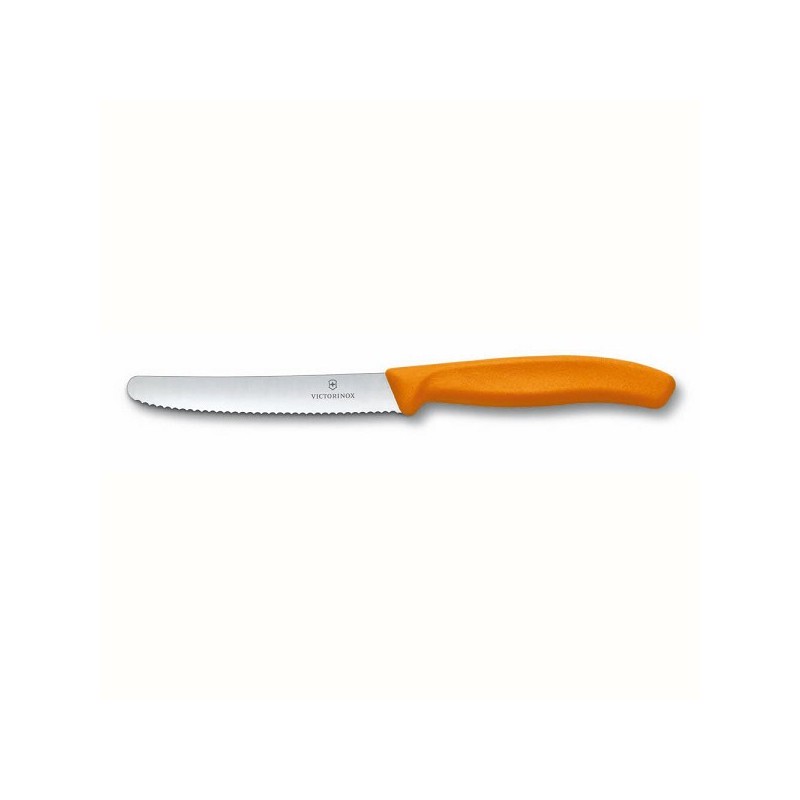 Couteau à Tomate Victorinox / Couteau de table dentelé orange avec lame de 11cm