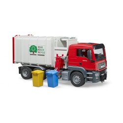 Bruder MAN TGS vuilniswagen met zijlader, inclusief vuilniscontainers