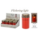 Bougie funéraire lumineuse LED Ø7x12cm en plastique rouge sans piles (2x LR14)