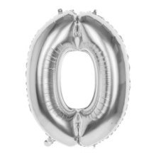 Ballon chiffre chiffre '0' feuille d'argent 86cm adapté à l'hélium