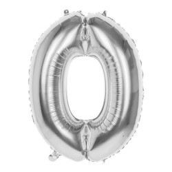 Cijfer ballon nummer '0' zilver folie 86cm geschikt voor Helium