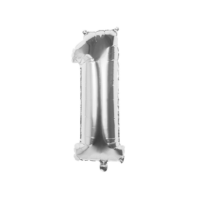 Cijfer ballon nummer '1' zilver folie 86cm geschikt voor Helium