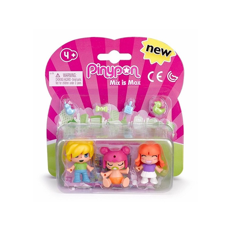 Pinypon enfants et bébé, pack de 3