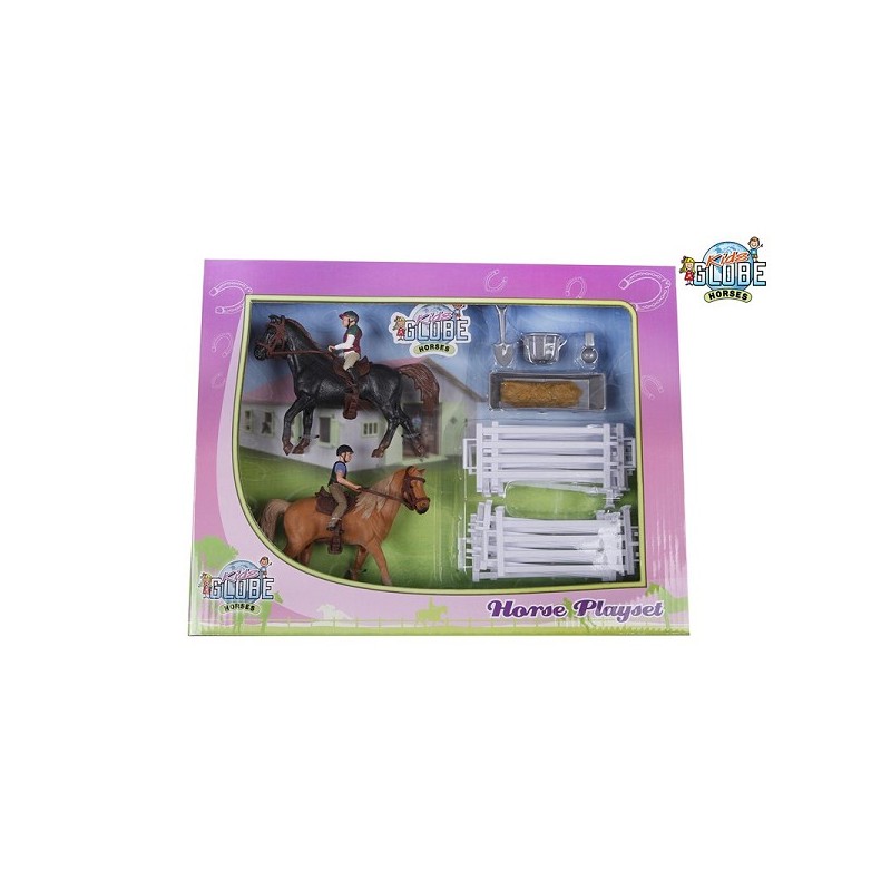 Kids Globe Speelset 2 paarden met ruiters en accessoires