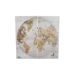 Wandkaart 'Globe' 4-delig 80x80x3cm wit hout