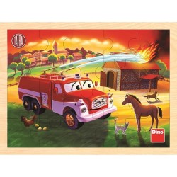 Dino Tatra - puzzle en bois camion de pompier 20 pièces 30x22,5cm