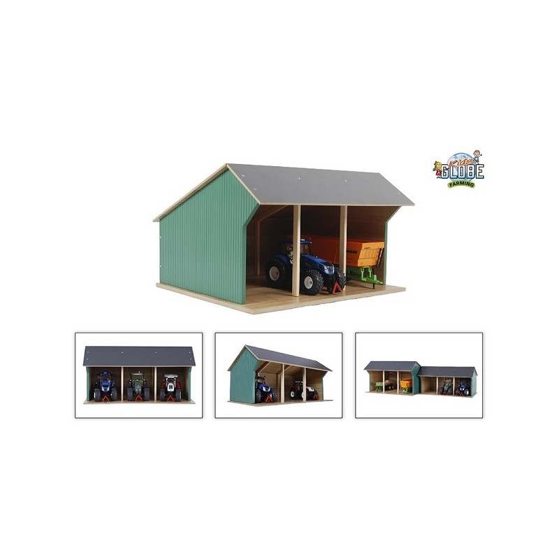 Hangar agricole Kids Globe pour tracteurs 1:32 45x28x22cm (hors accessoires)