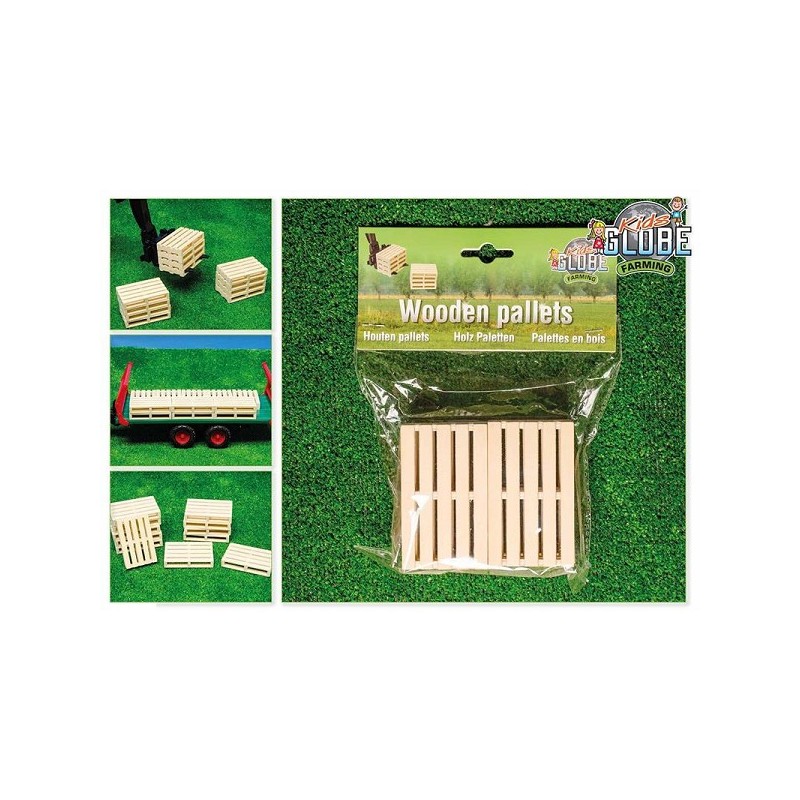 Kids Globe houten pallets 6 stuks 1:16 8,5x5,5x1,3cm