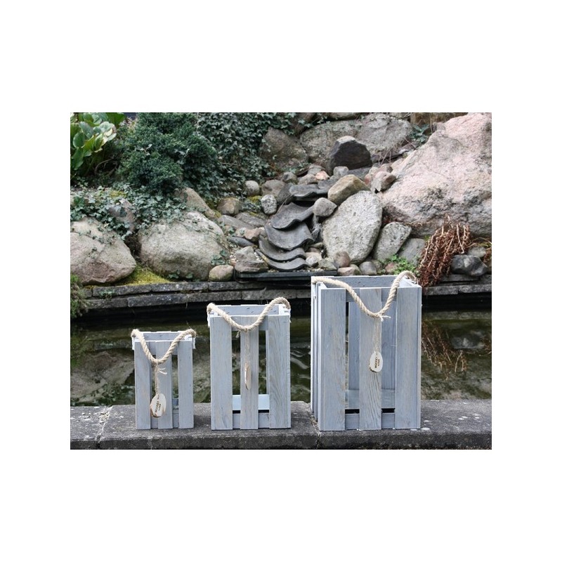 Lot de 3 lanternes 25  Lavis gris de 32 et 40 cm de haut