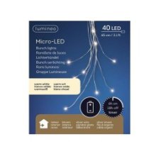 Lumineo micro LED draadverlichting cascade  Bosje van 8 snoeren van  65cm-40LED zilver/warm wit