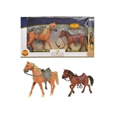 Paard en Pony met zadel en tuigje maten zijn19x17cm en 14x15cm