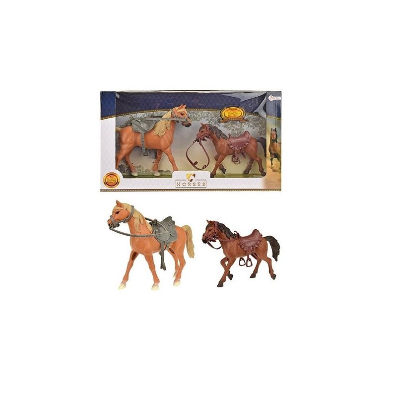 Paard en Pony met zadel en tuigje maten zijn19x17cm en 14x15cm