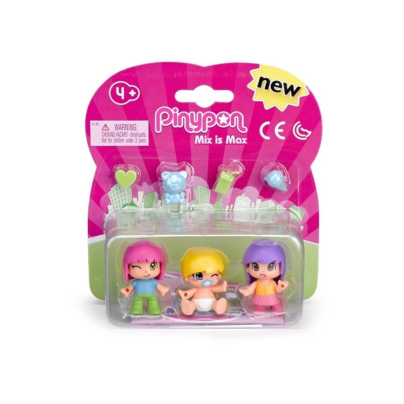 Pinypon enfants et bébé, pack de 3