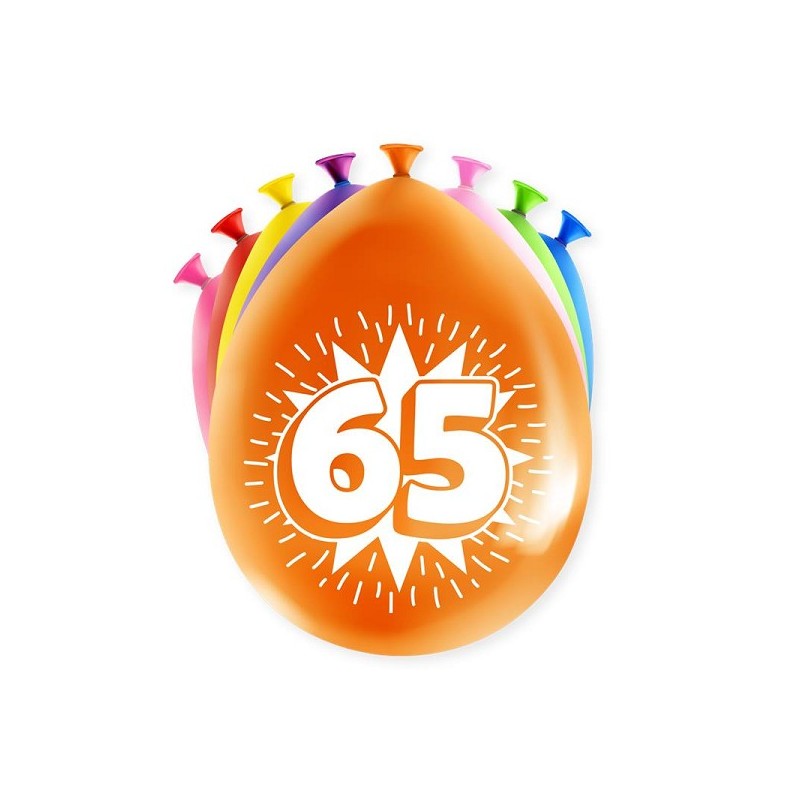 Paperdreams Cijfer Ballonnen - 65 jaar 8 stuks 30cm