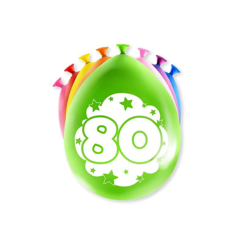 Paperdreams Cijfer Ballonnen - 80 jaar 8 stuks 30cm
