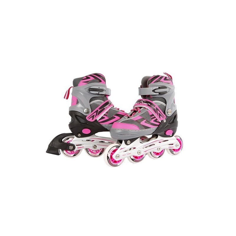Inline skates roze/grijs abec7 alu frame verstelbaar maat 31-34