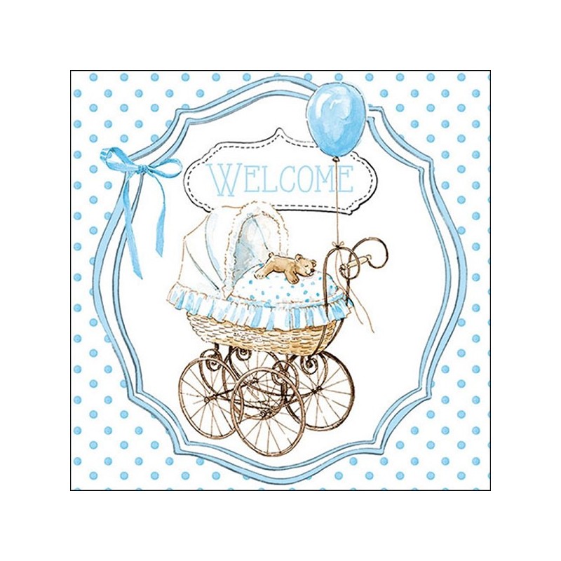 Serviettes Ambiente 33x33cm Welcome bleu