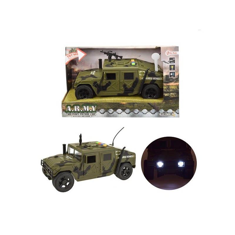 Toi Toys Friction voiture blindée camouflage 1:16 avec lumière et son