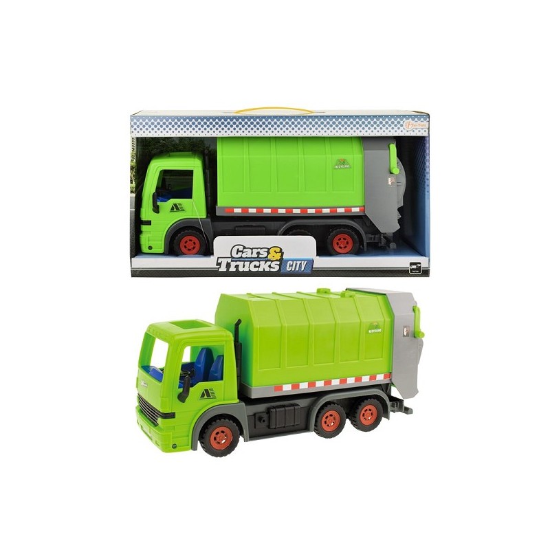 Toi Toys Friction camion poubelle vert 33cm en boîte ouverte