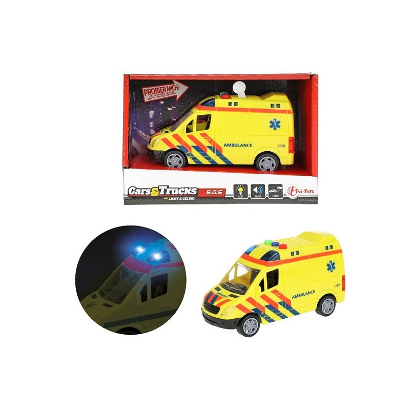Toi Toys Cars&Trucks Ambulance 15x8cm frictie met licht en geluid NL