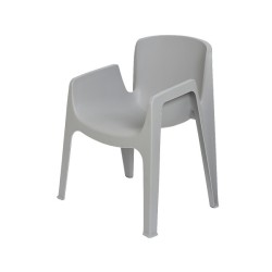 Chaise de salle à manger empilable NewYork en plastique gris hauteur d'assise 45cm