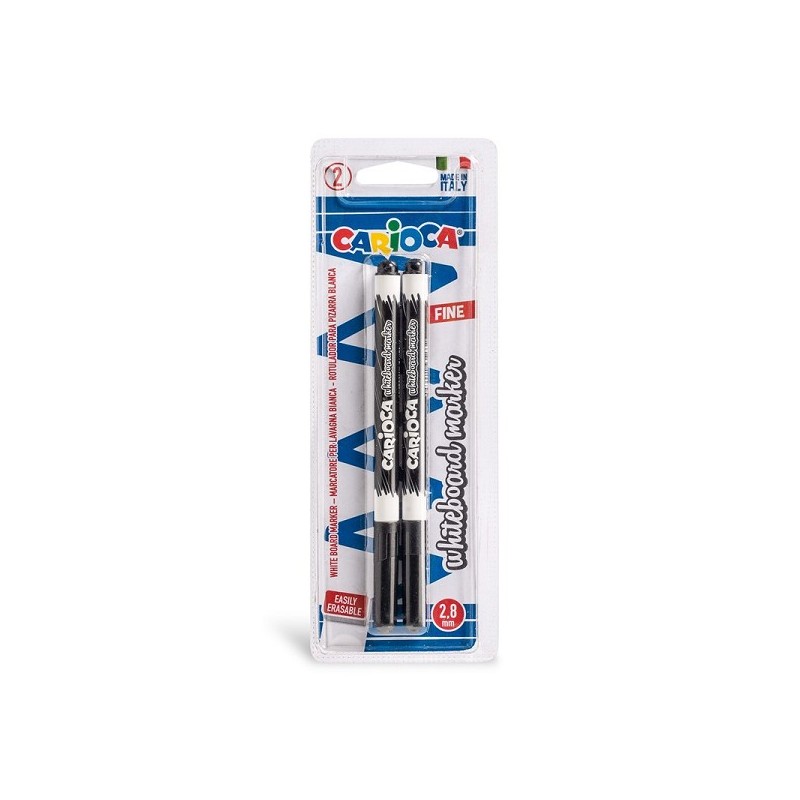 Carioca 2 Whiteboard markers zwart op blister 2,8mm