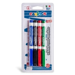 Carioca 4 Whiteboard markers met clip op blister 4,5mm