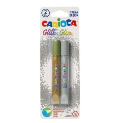Carioca Colle Glitter argent et or sur blister 2x10.5ml