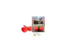 Diabolo en caoutchouc avec âme en métal et bâtons en aluminium rouge fluor