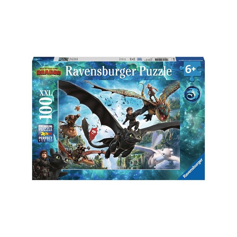 Ravensburger Puzzle XXL Dragons 3 Le monde caché 100 pièces