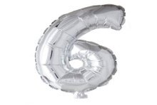 Ballon chiffre chiffre '6' feuille d'argent 40cm adapté à l'hélium