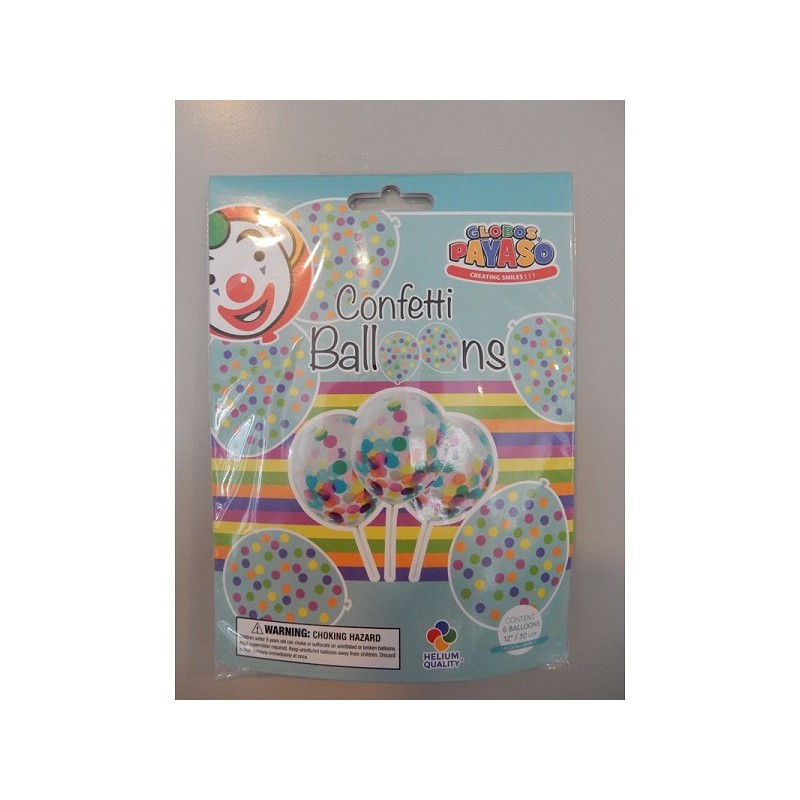 Ballons confettis 30cm 6 pièces dans un sachet