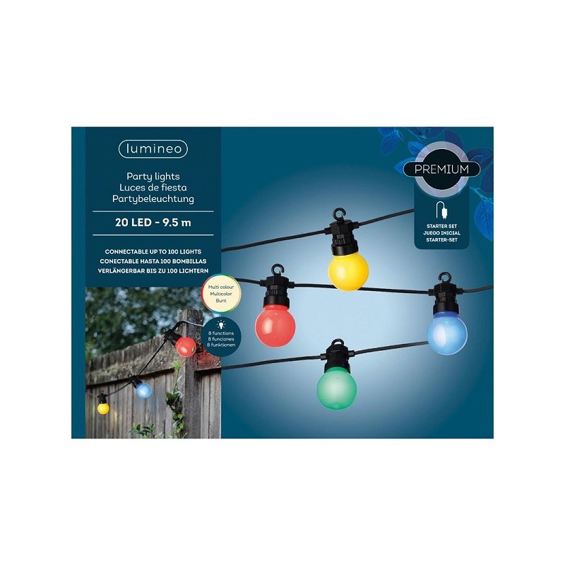 Lumineo LED kit de démarrage double éclairage de fête multicolore 9,5 mètres 20L avec effet scintillant