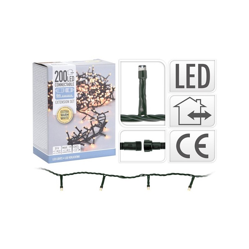 Koppelverlichting Clusterverlichting  VERLENGset 200L warmwit 31Volt (exclusief startsnoer, zie 114149)