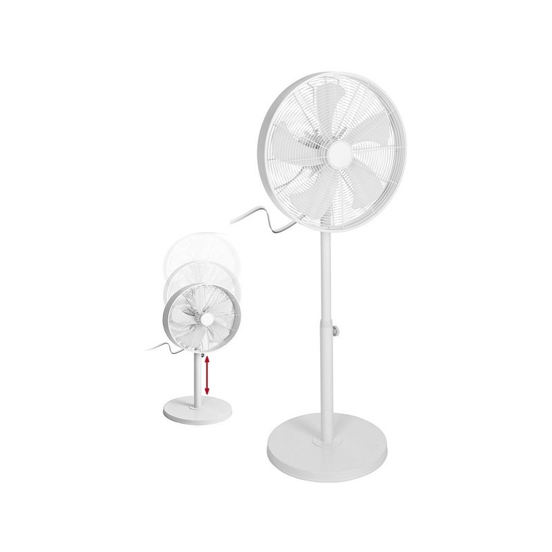 Statief Ventilator robuust en krachtig diameter 40cm wit 3 standen en in hoogte verstelbaar 50Watt