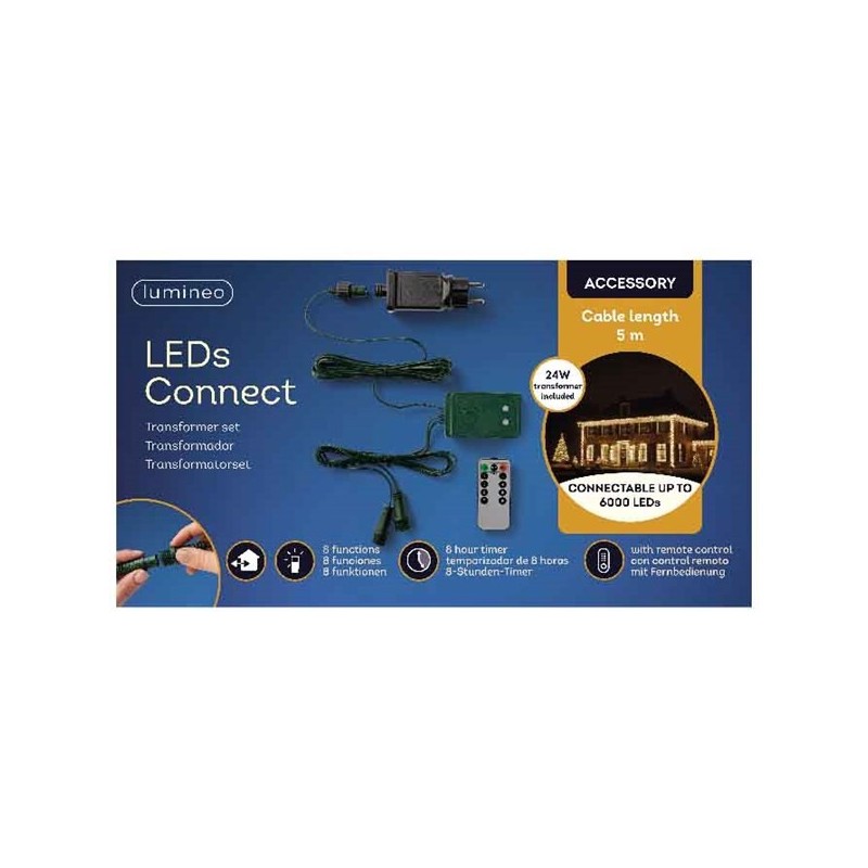 Lumineo LED's connect couplage éclairage cordon de démarrage séparé avec transformateur extérieur vert 500cm. Pour toutes les co