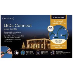 Kit de démarrage de base pour éclairage à brin connectable Lumineo LED's connect blanc chaud 1870 cm - 250 L. Comprend un cordon