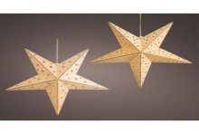 Lumineo Star bois avec éclairage LED 2ass blanc chaud 40cm-10L sur batterie