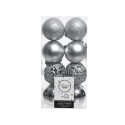 Decoris Boule de Noël mélange plastique 16 pièces argent dia6cm