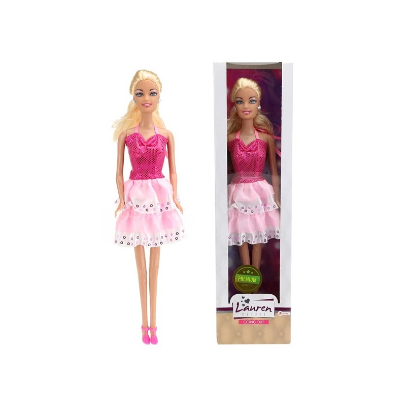 Toi Toys Tienerpop Lauren in roze halterjurk 29cm