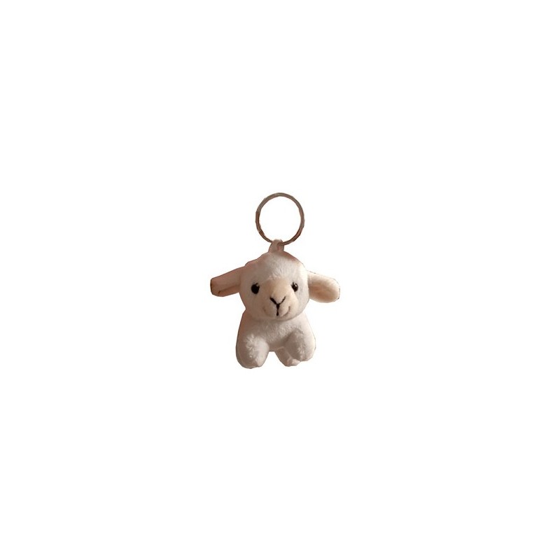 Porte-clés Agneau peluche blanc 9x5cm