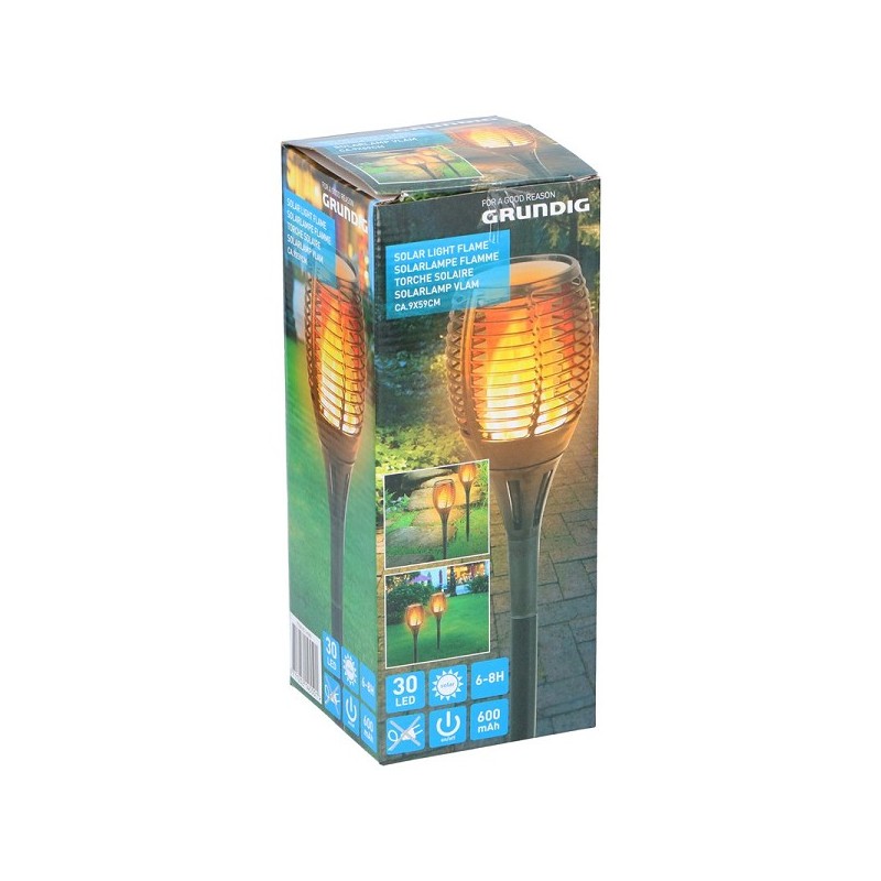 Grundig Lampe solaire 30LED avec effet flamme Ø9x59cm