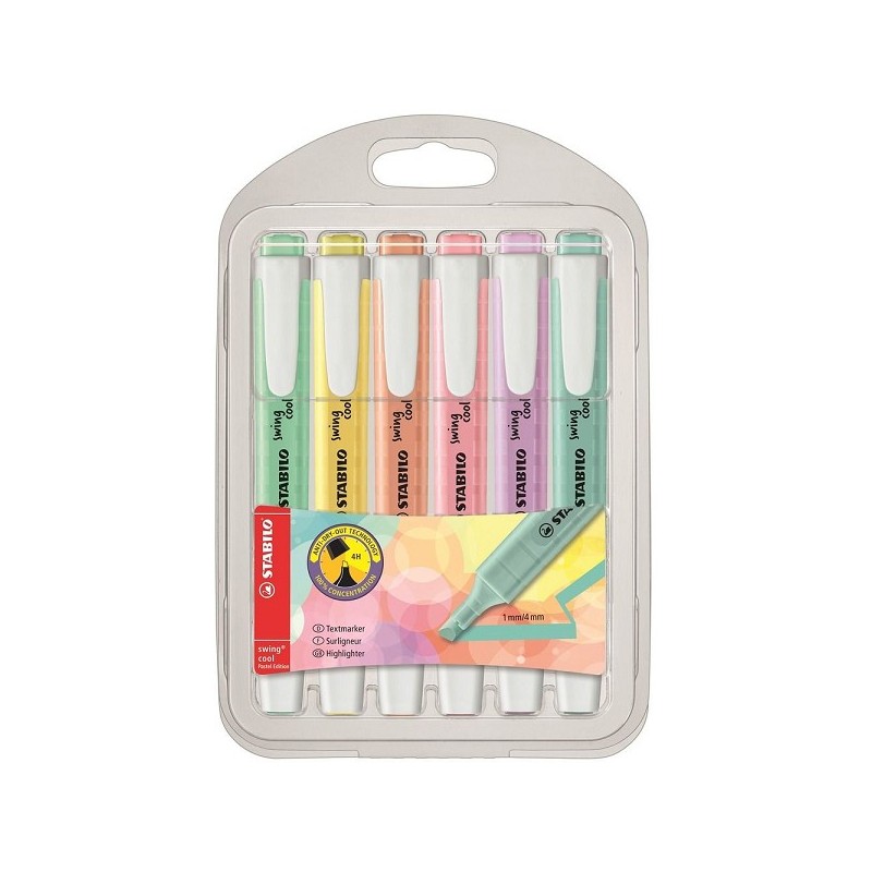 Stabilo swing cool markeerstiften pastel 6 stuks in etui