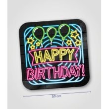 Paperdreams Huldeschild neon 50 cm  - Happy Birthday