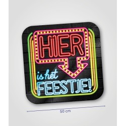 Paperdreams Huldeschild neon 50 cm  - Hier is het feestje