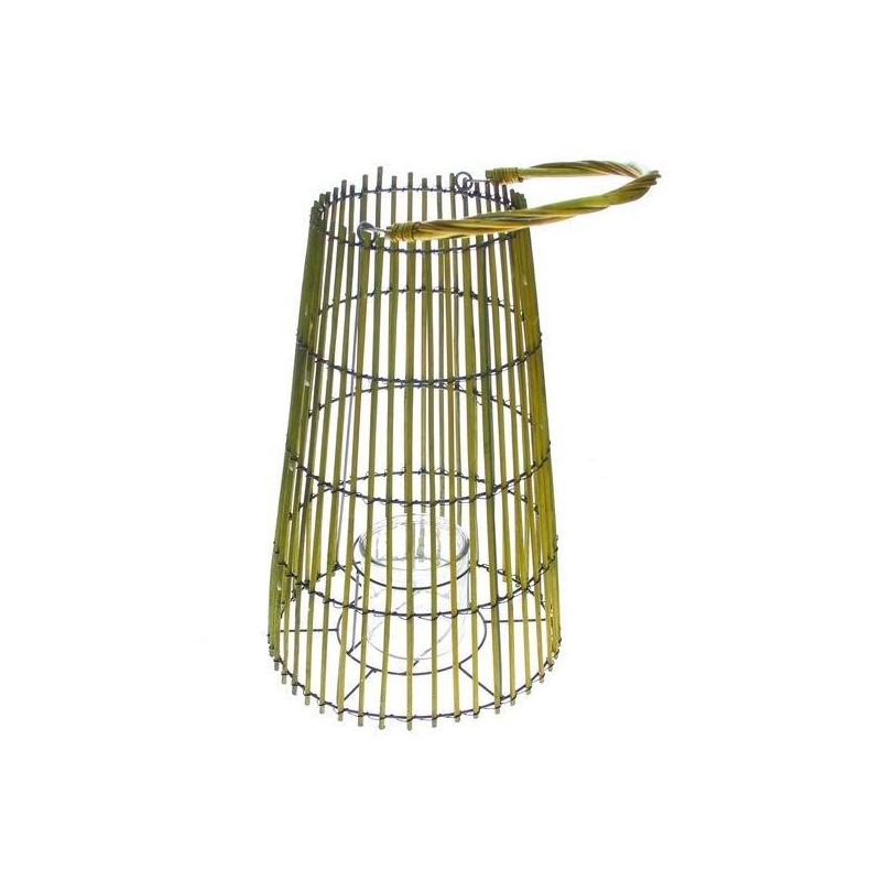 Lanterne Ø23,5xh36cm vert olive avec verre